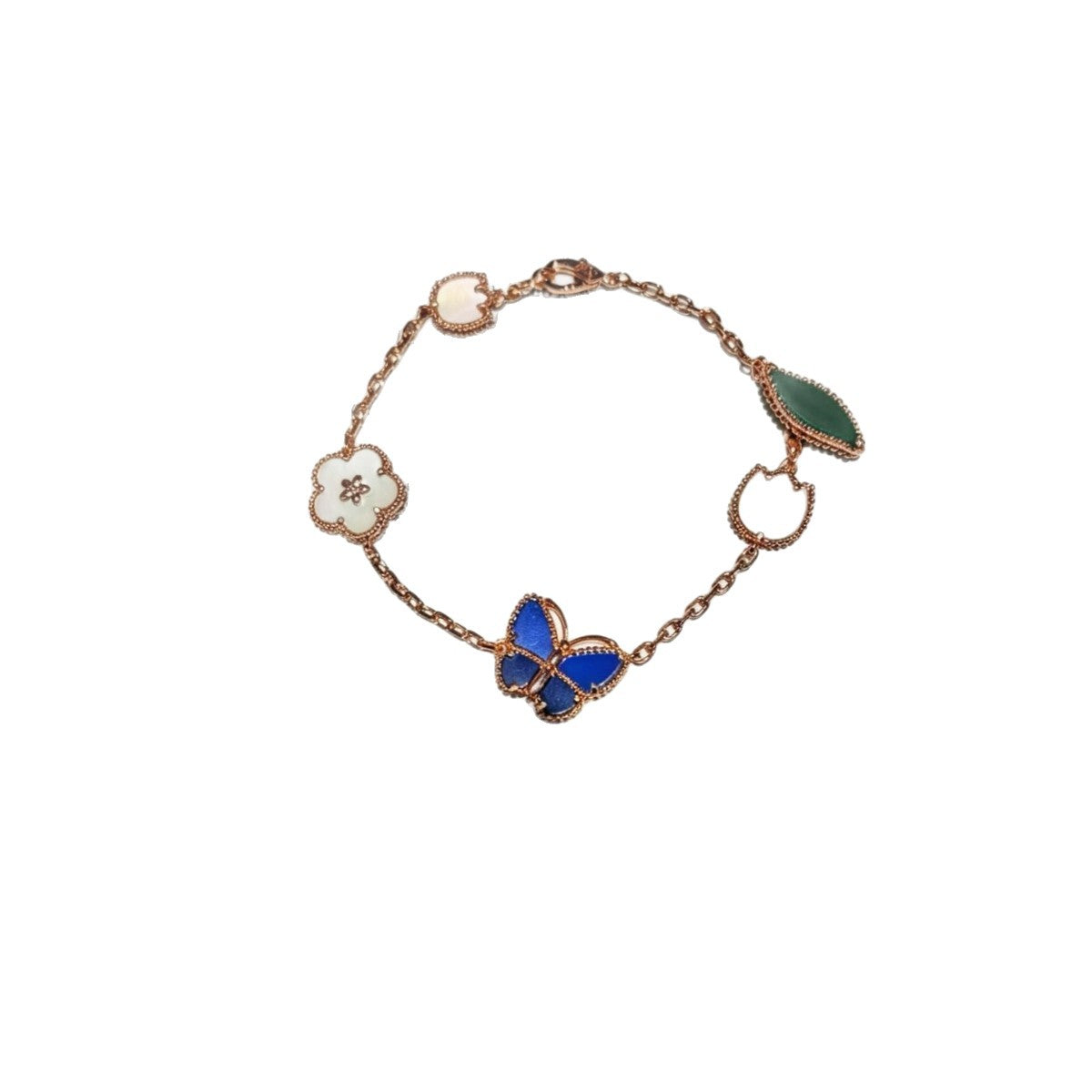 Women's Blue Butterfly Light Luxury Fashion Flower Design Agate Bracelet