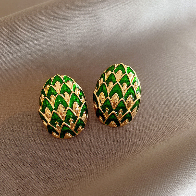 Sier Needle Zircon Geometric Flower Retro Exquisite Earrings
