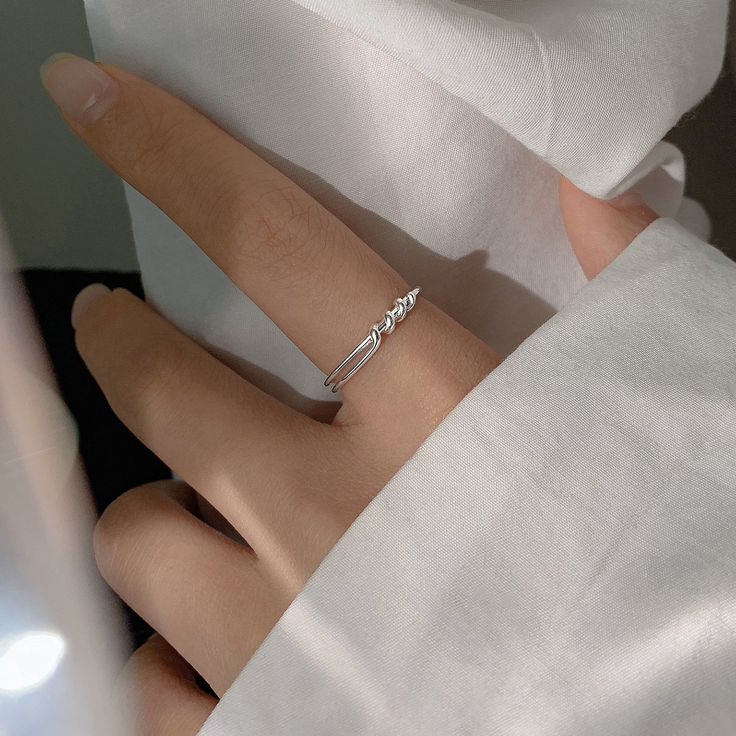 Women's Summer Simple Line Geometric Girlfriends Couple Opening Rings