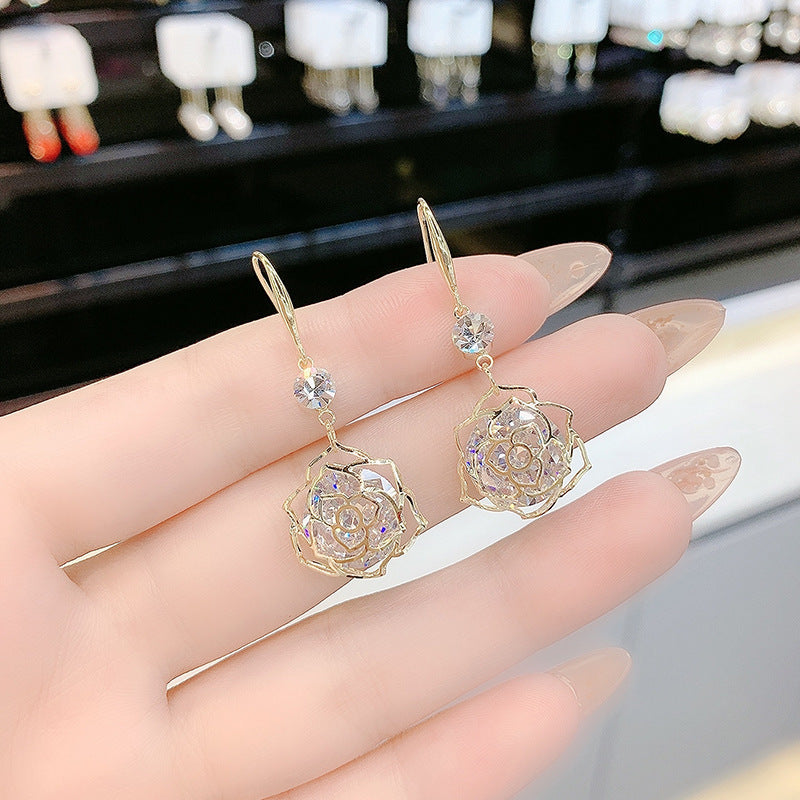 Women's High-grade Hollow Rose Crystal Trendy Fashion Ear Hook