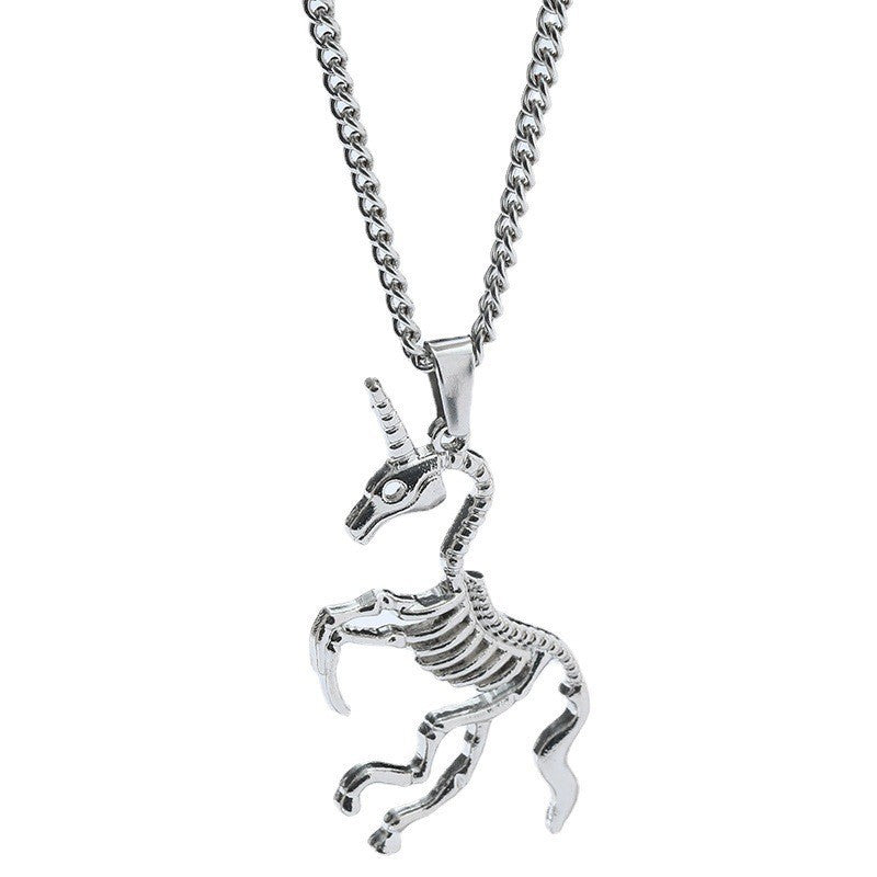 Trendy Cool Creative Hollow Design Unicorn Skeleton Style Earrings
