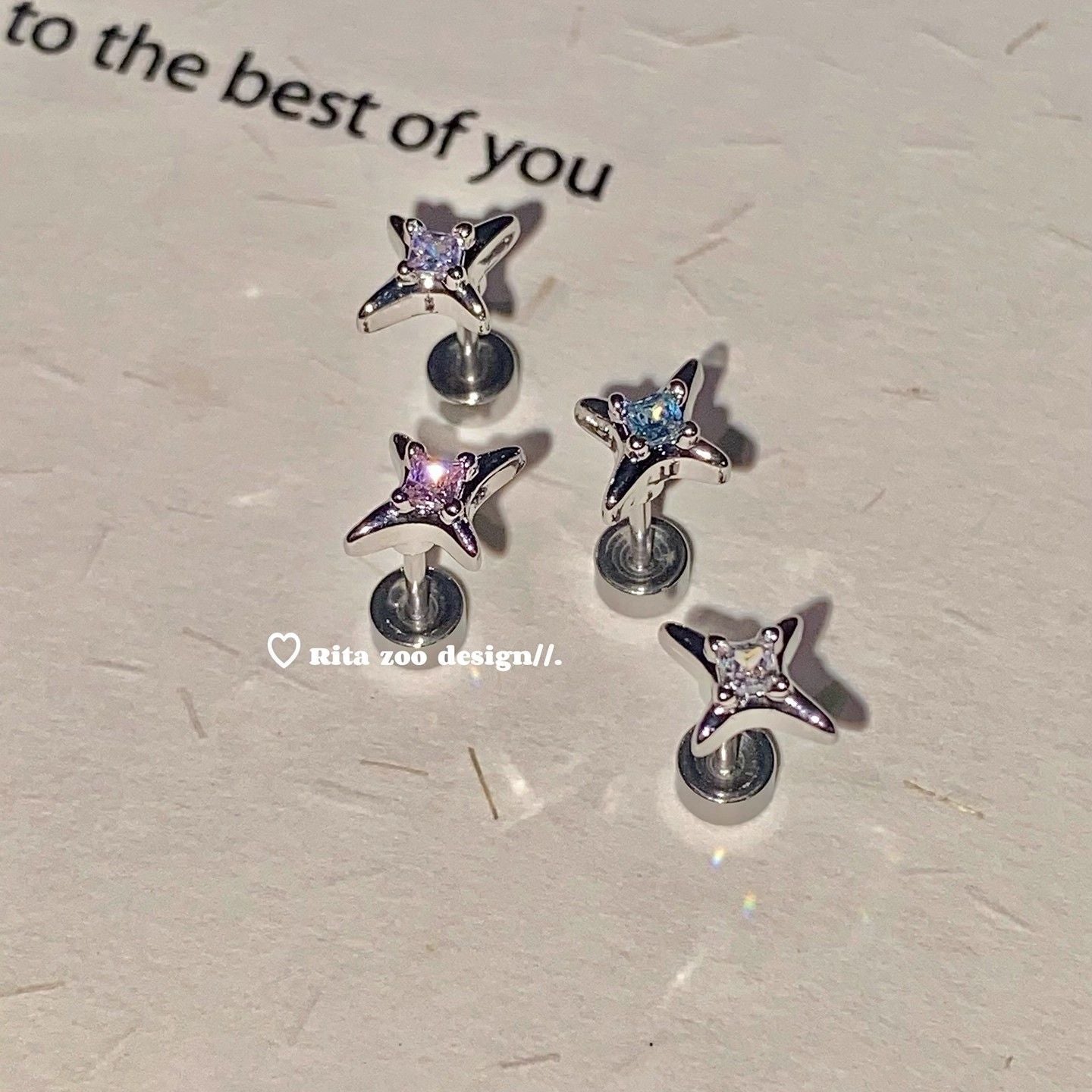 Four Minimalist Small Titanium Steel Ear Stud Earrings