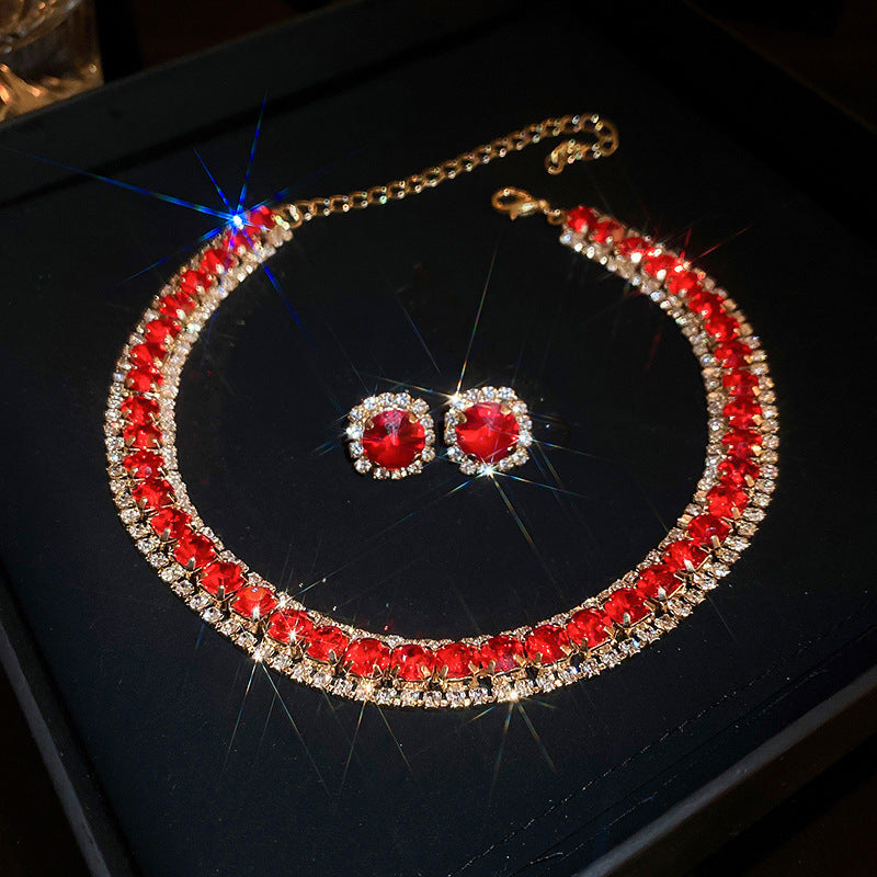 Diamond Geometric Suite Light Luxury Clavicle Jewelry Set