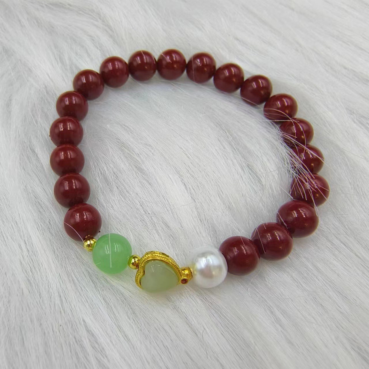 Women's & Men's Cinnabar Purple Gold Sand Single Circle Simple Buddha Beads Light Bracelet