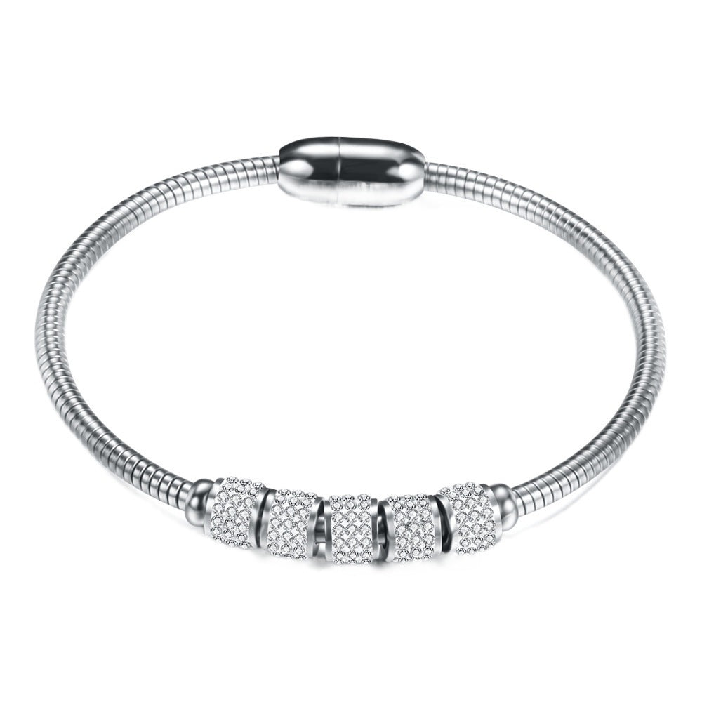Luxury Fashion Refined Rhinestone Personality Snake Bones Chain Simple Titanium Bracelet
