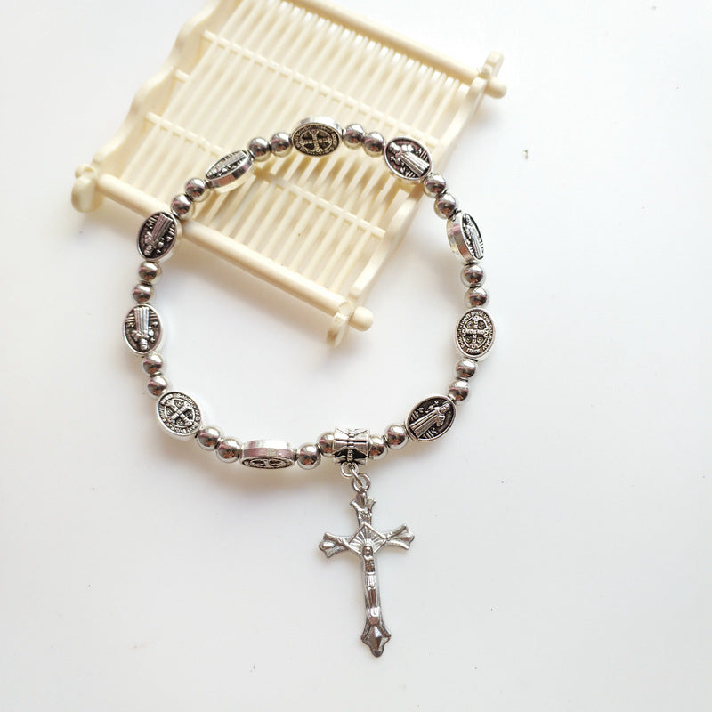 Women's & Men's More Than Cross Crystal Alloy Elastic Bracelet