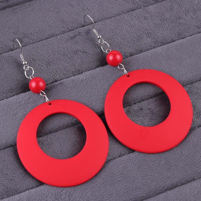 Women's Exaggerated Retro Series Big Circle Acrylic Color Earrings