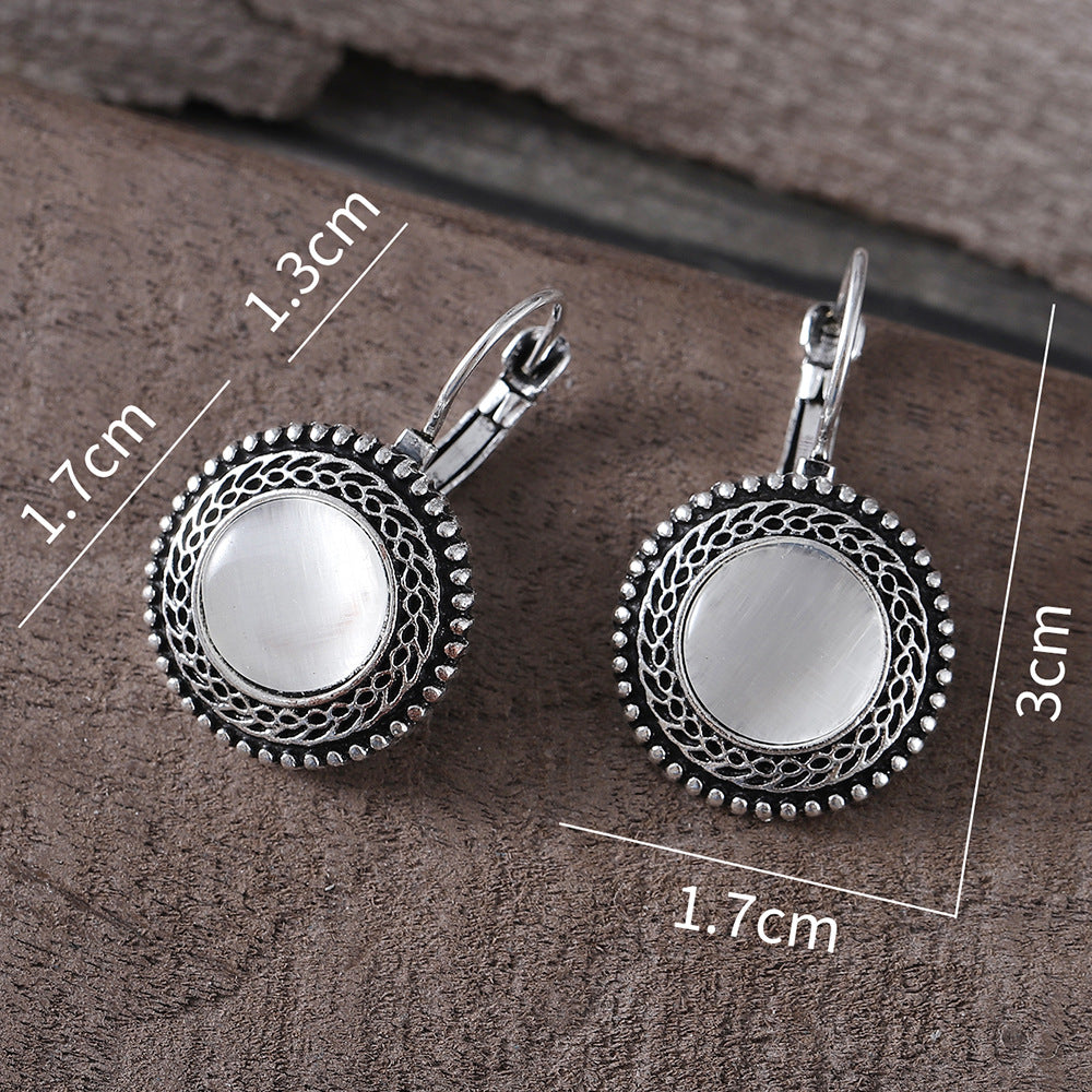 Fashion Bohemian Ethnic Style Inlaid Jewel Metal Alloy Retro Earrings