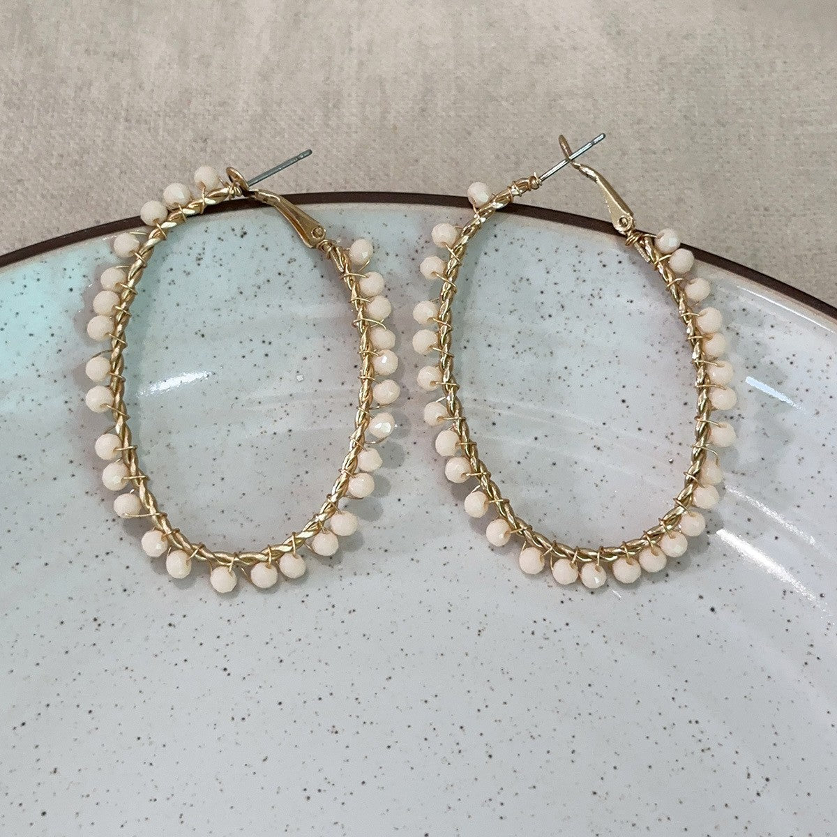 Drop-shaped Handmade Woven Crystal Beaded Bohemian Earrings