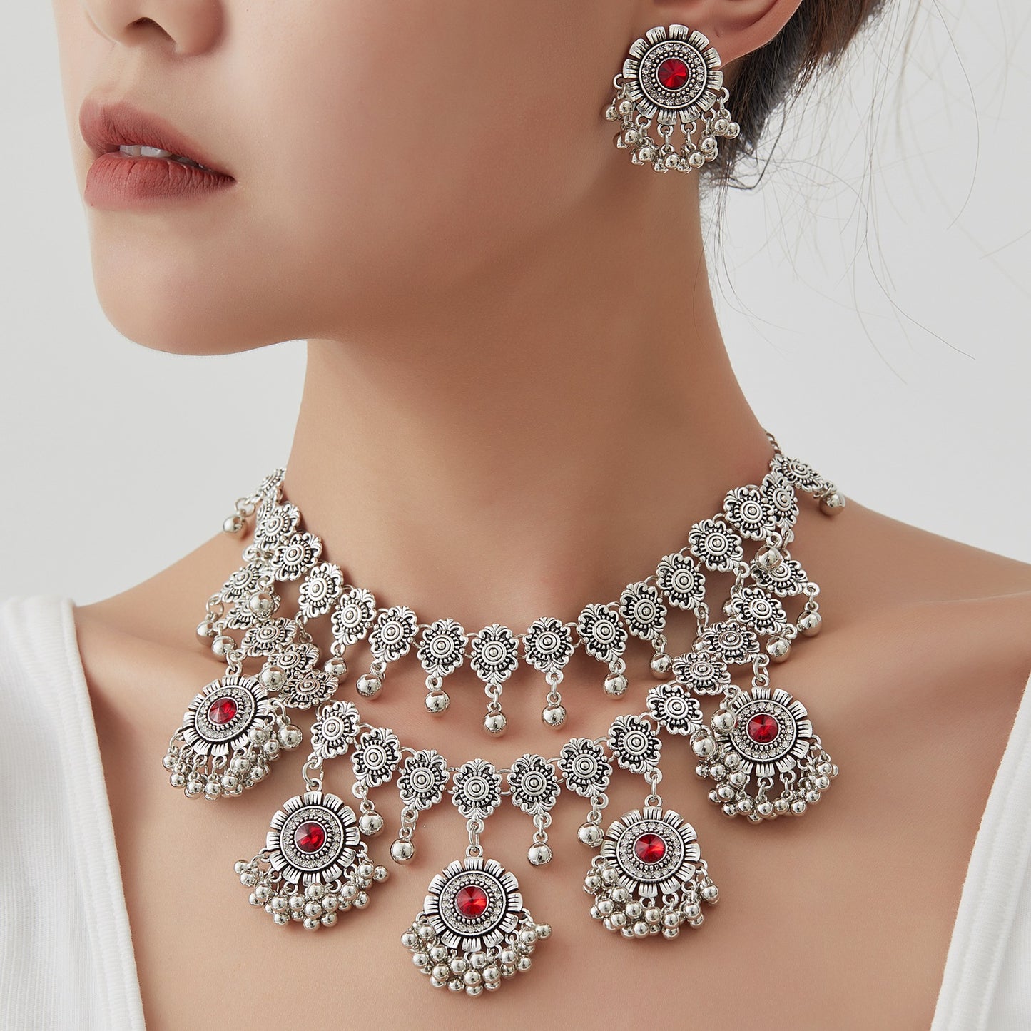 Beads String Tassel Exotic Indian Style Jewelry Set
