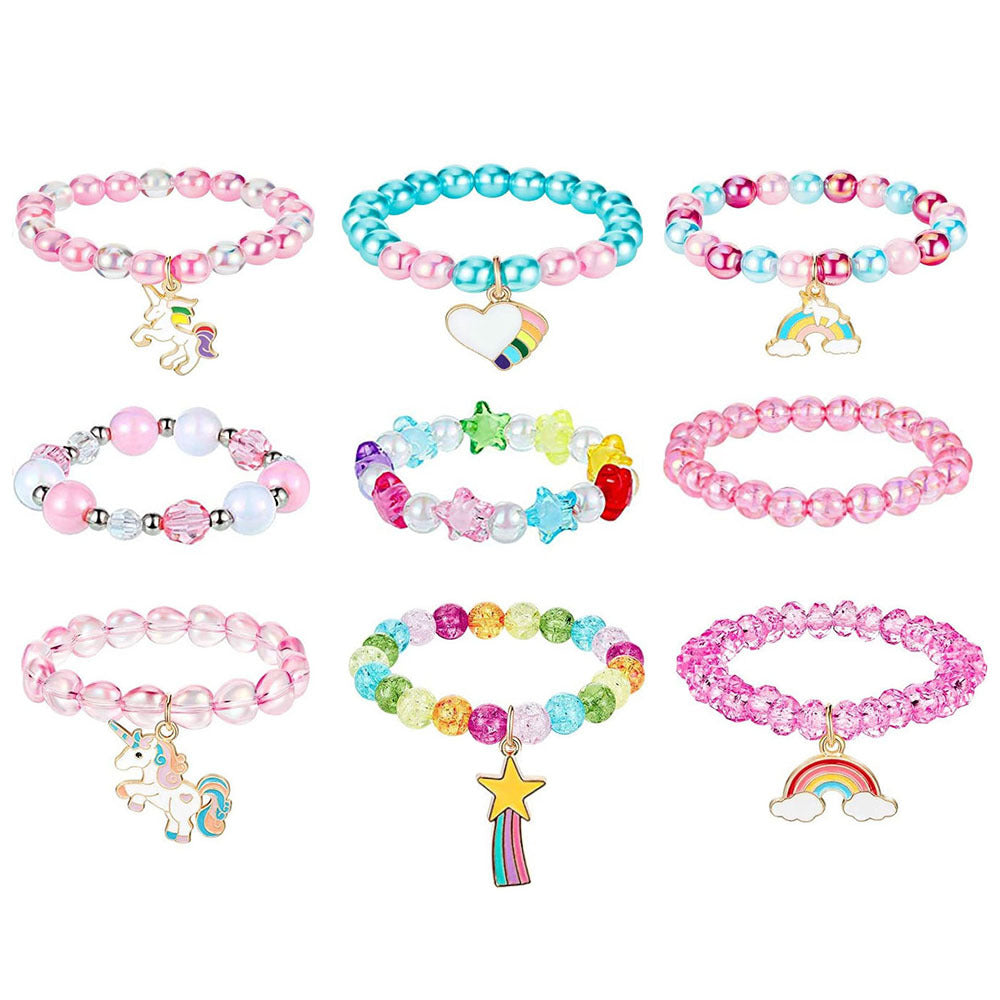 Colorful Unicorn Rainbow Beaded Birthday Party Bracelets