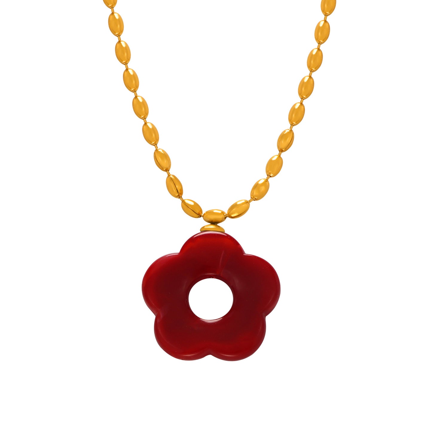Women's Simple Sweet Fashion Titanium Steel Gold-plated Chain Flower Jewelry Set
