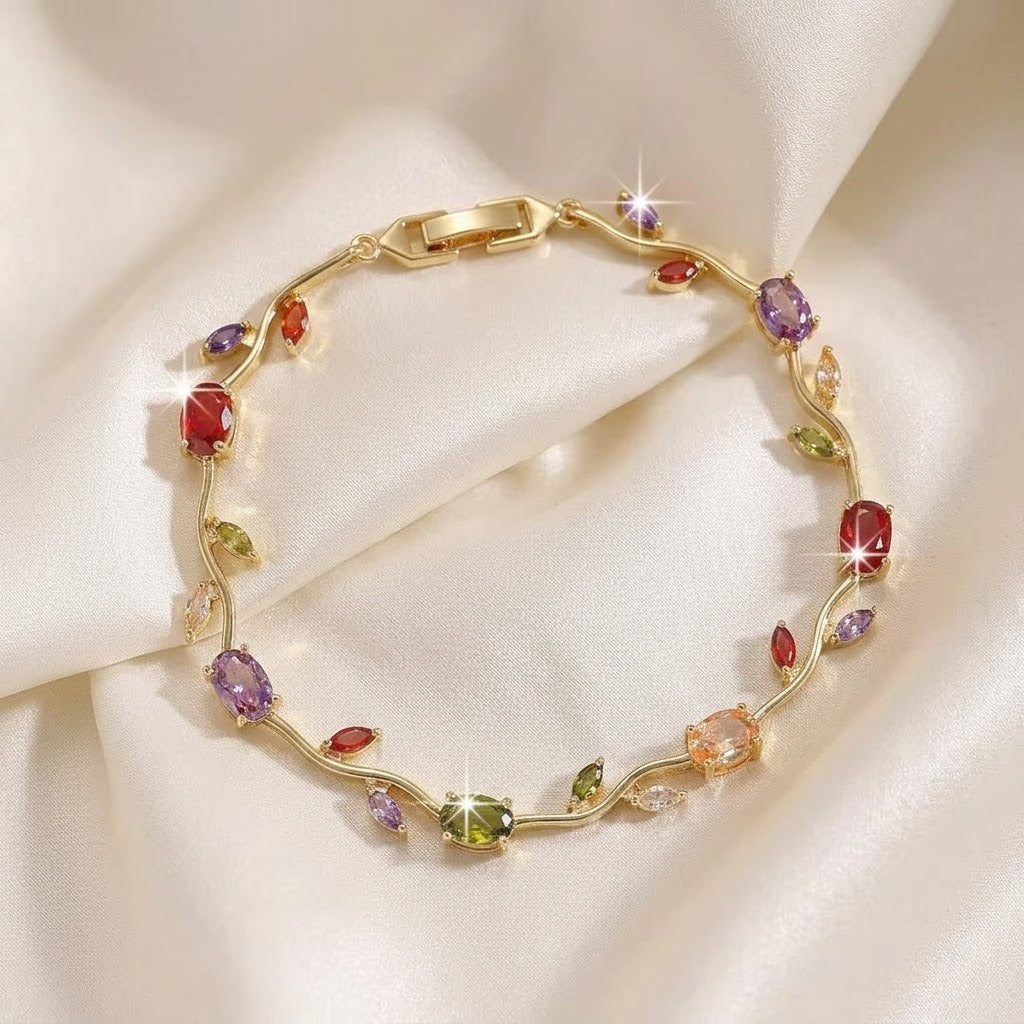 Women's Colorful Tulip Korean Zircon Style Full Diamond Bracelets
