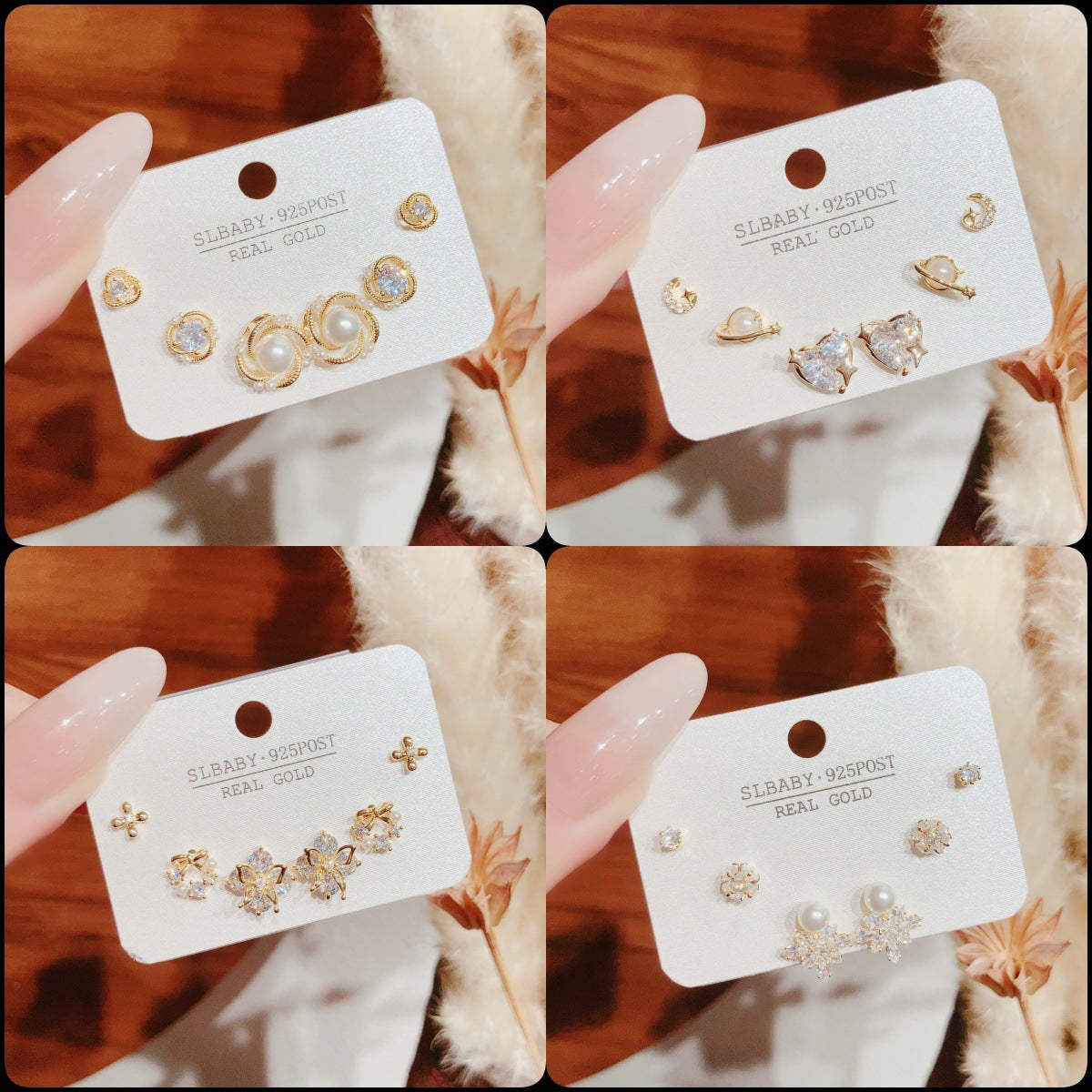 Summer Simple Style Temperament Three Pairs Of Butterfly Rings