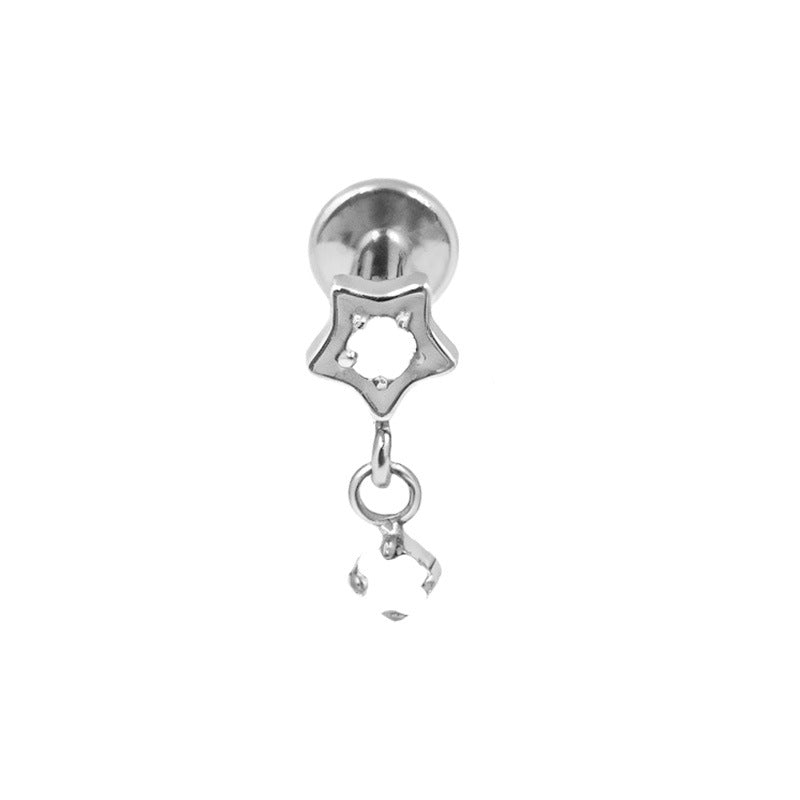 Alloy Internal Thread Piercing Five-star Water Drop Ear Stud Earrings