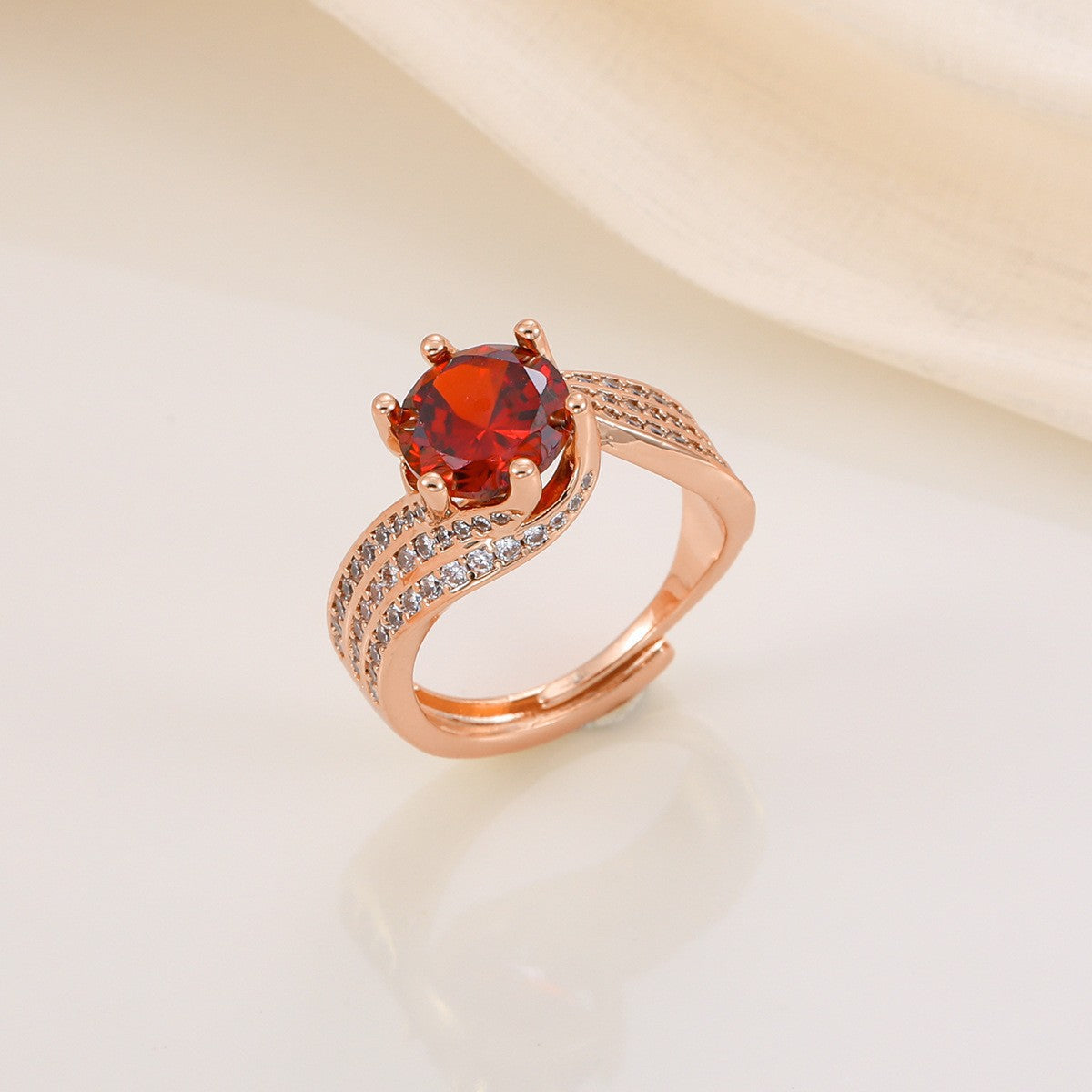 Braiding Copper Inlaid Zirconium Real Gold Winding Female High Sense Ring