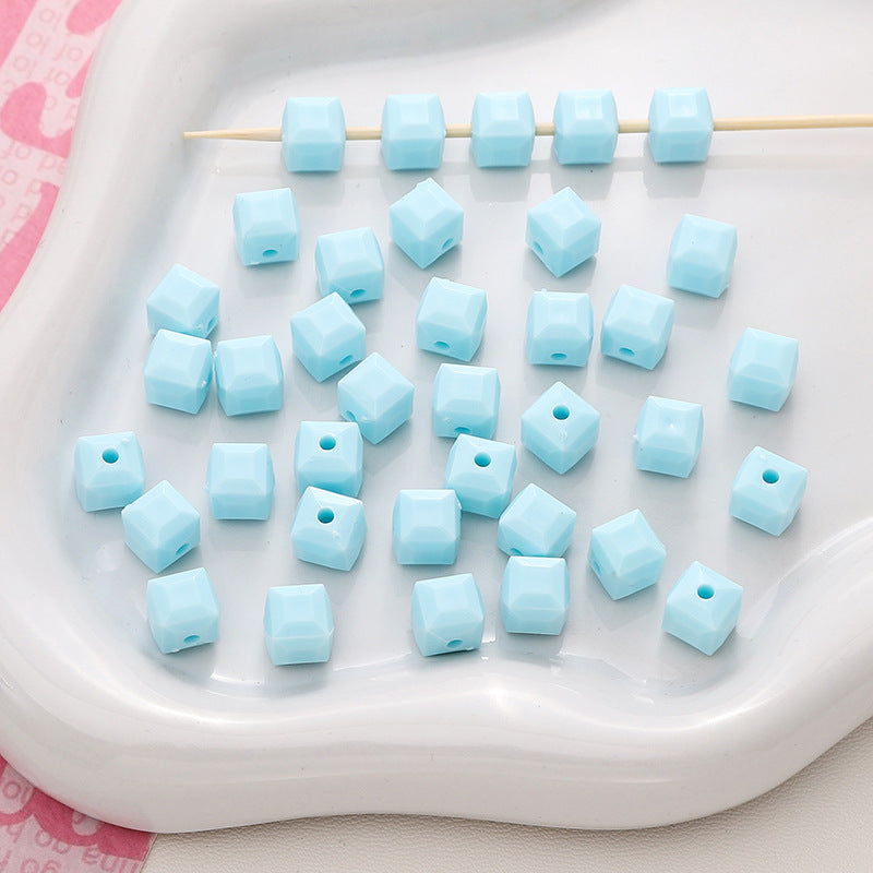 Acrylic Solid Color Imitation Glass Three-dimensional Square Jewelry Accessories