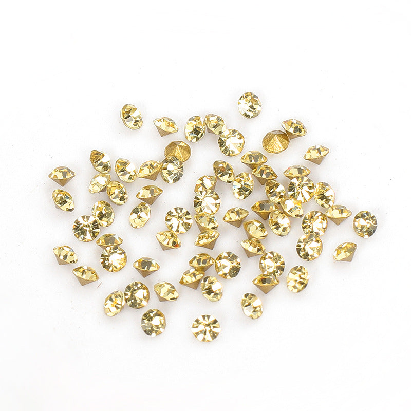 Pointed Bottom White Diamond Round Glass Color Rhinestone Opalescence Jewelry Accessories