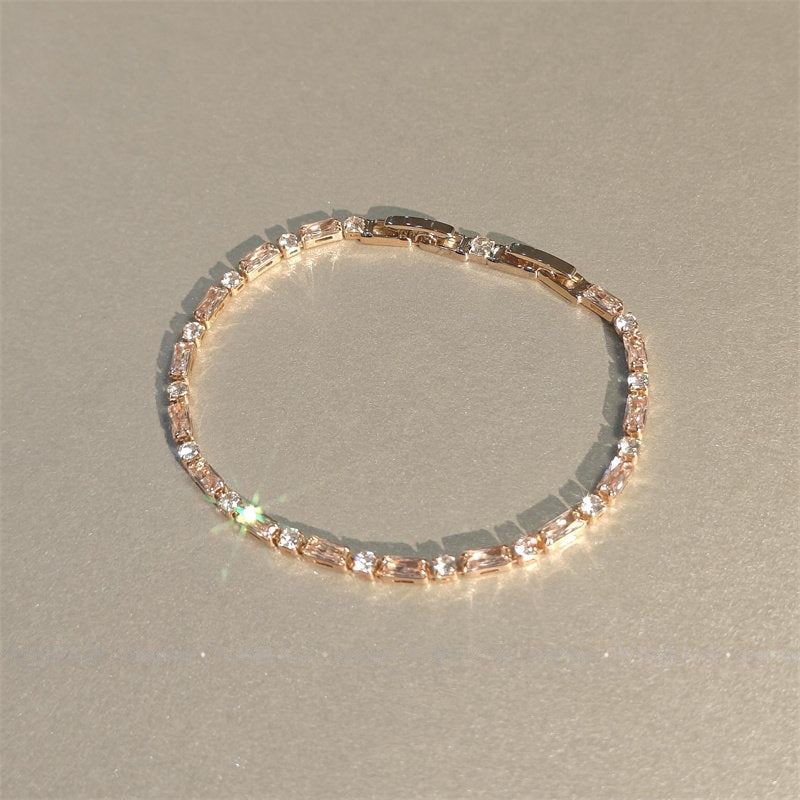 Champagne Small Sugar Cube Zircon Light Luxury Temperament Bracelets