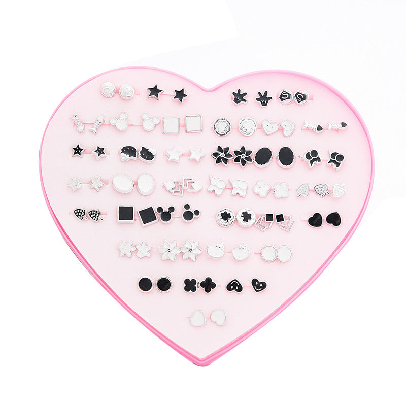 Women's Flower Love Heart Not Allergic To Stud Earrings