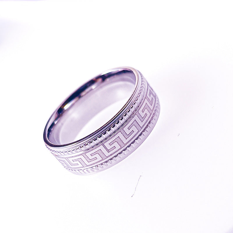 Men's Pattern Fashion Embossing Trendy Titanium Does Rings