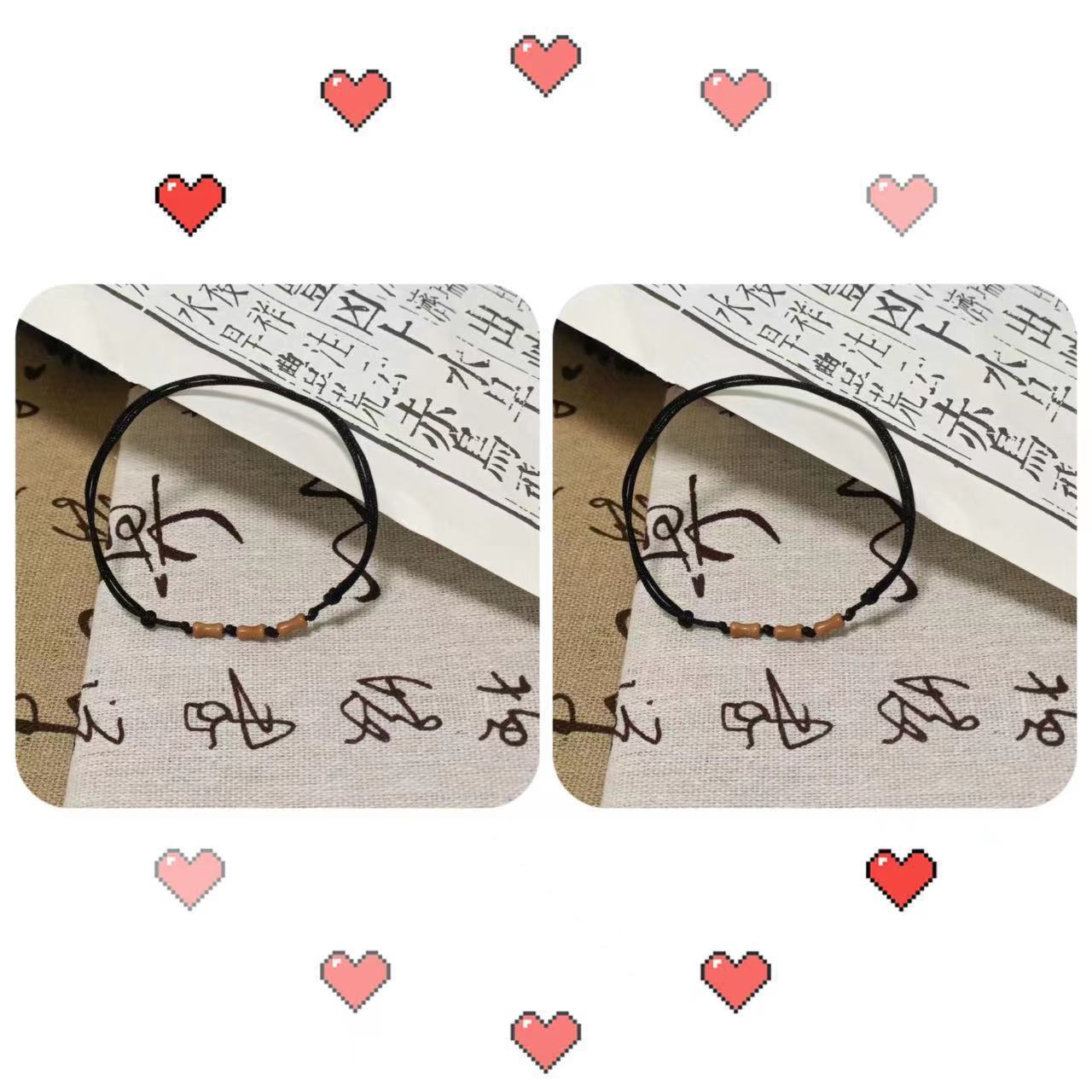 Peach Bamboo Joint Red Rope Woven Postgraduate Entrance Bracelets