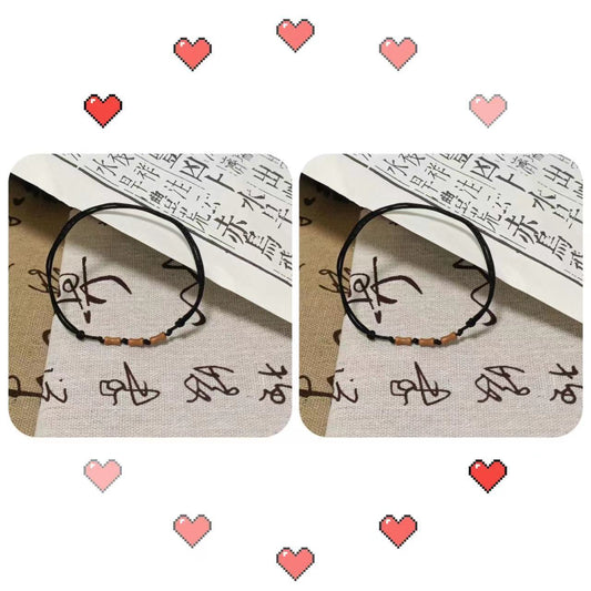 Peach Bamboo Joint Red Rope Woven Postgraduate Entrance Bracelets