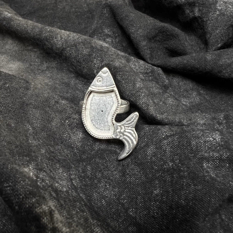 Distressed Ethnic Style Handmade Old Sier Miao Ring