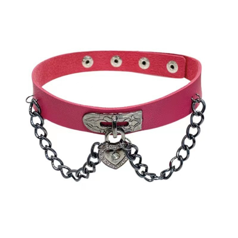 Dark Punk Love Leather Necklet Neckband Popular Style Collar