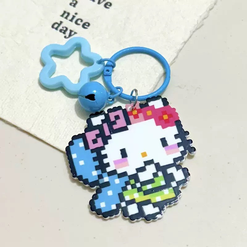 Pixel Cartoon Key Button Schoolbag Cute Acrylic Hang Decorations Hanging Ornaments