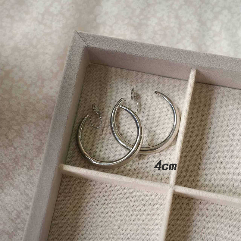 Women's High-grade Style Beautiful Circle Metal Large Simple Round Ear Earrings