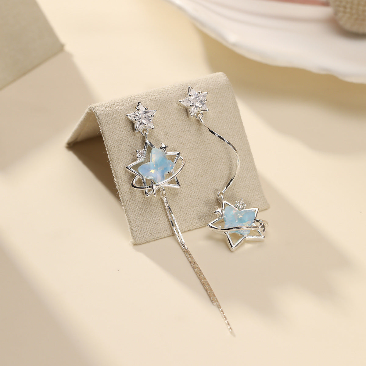 Star Rail Advanced Sweet Exquisite Sier Pin Colored Drip Glaze Stud Earrings