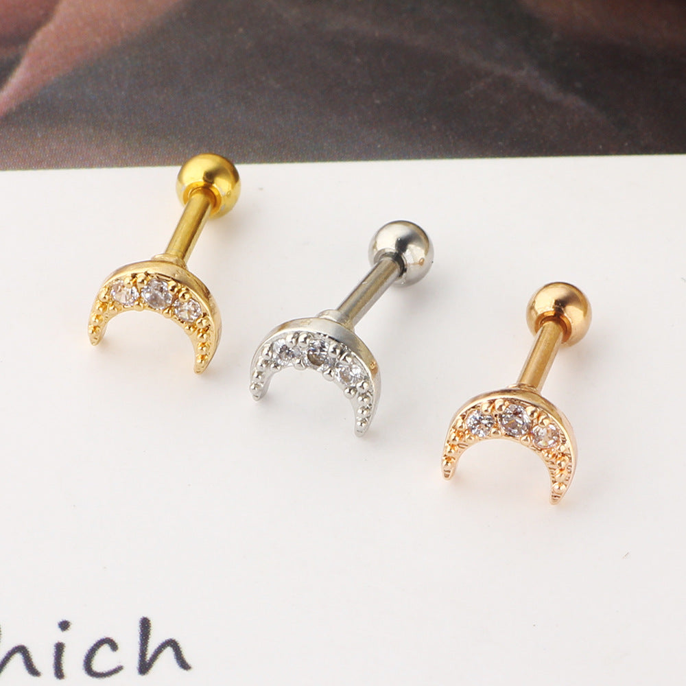 Women's Bone Screw Piercing Labret Lip Body Stud Earrings