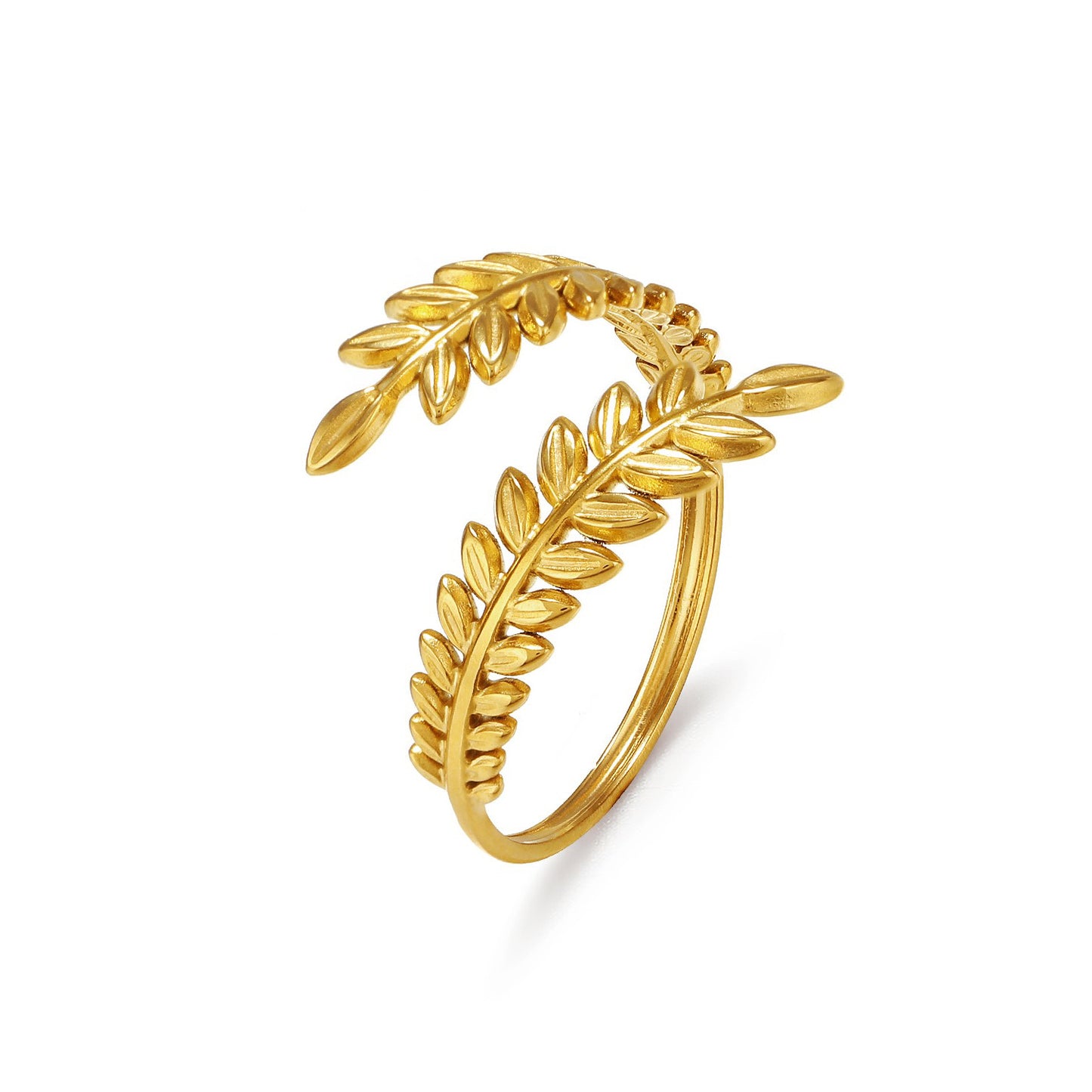 Women's Adjustable Branch Leaves Stainless Steel Index Rings