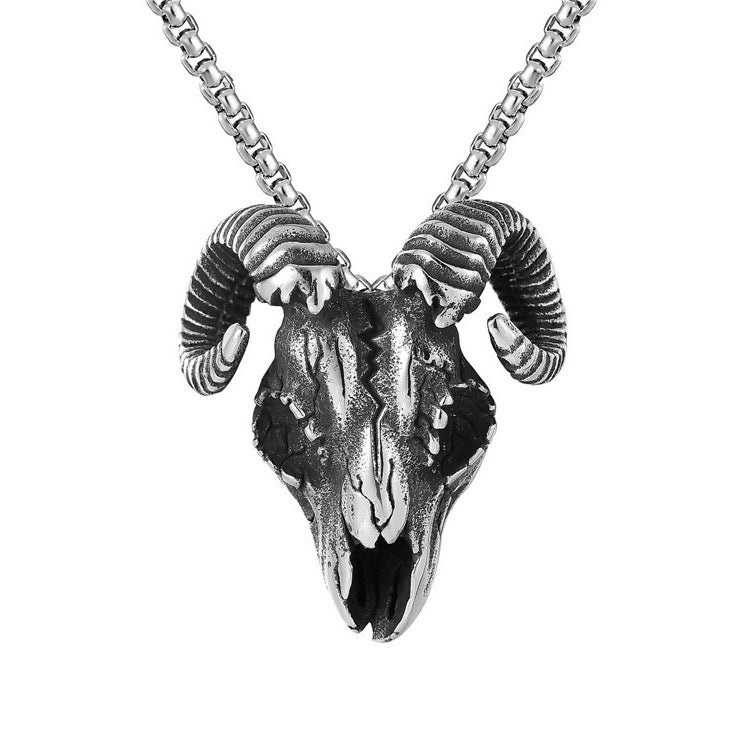 Promotion Sheep Head Skull Titanium Steel Necklaces