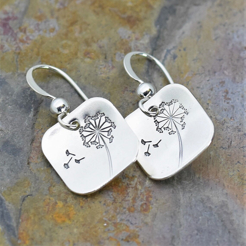 Women's Simple Retro Square Dandelion Personalized Fashion Earrings
