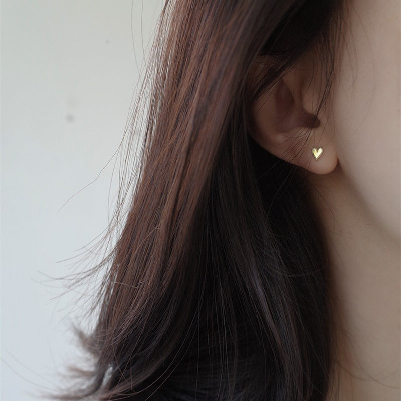Women's Sterling Sier Gold-plated Mini Love Heart Simple Temperamental Stud Earrings