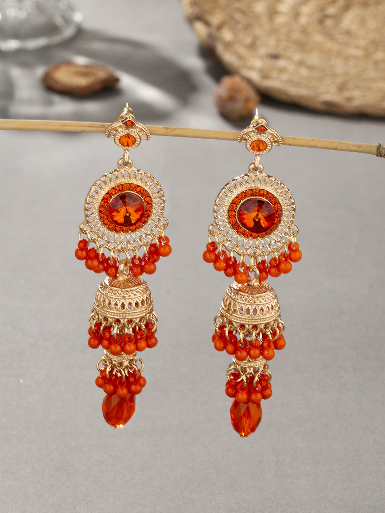 Women's Retro Long Luxury Imitation Big Stone Earrings