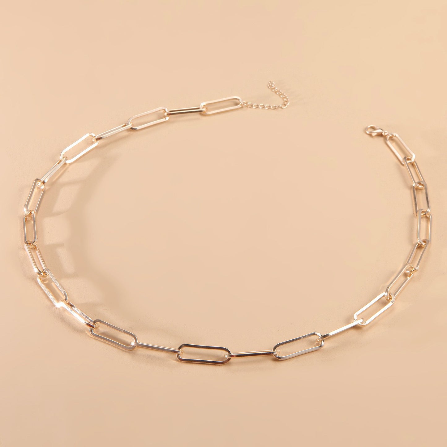 Simple Metal Geometry Rectangular Chain Clavicle Neck Necklaces