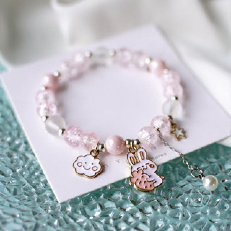 Camellia Little Daisy Crystal Girlfriends Color Glass Chipping Bracelet