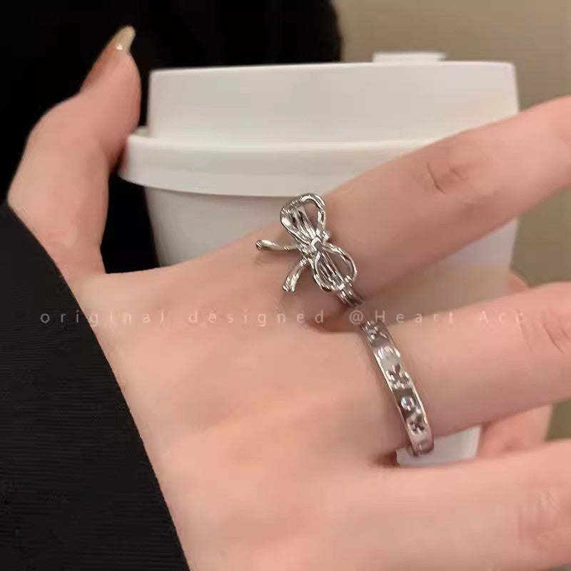 Style Pearl Zircon Butterfly Female Niche High-grade Rings