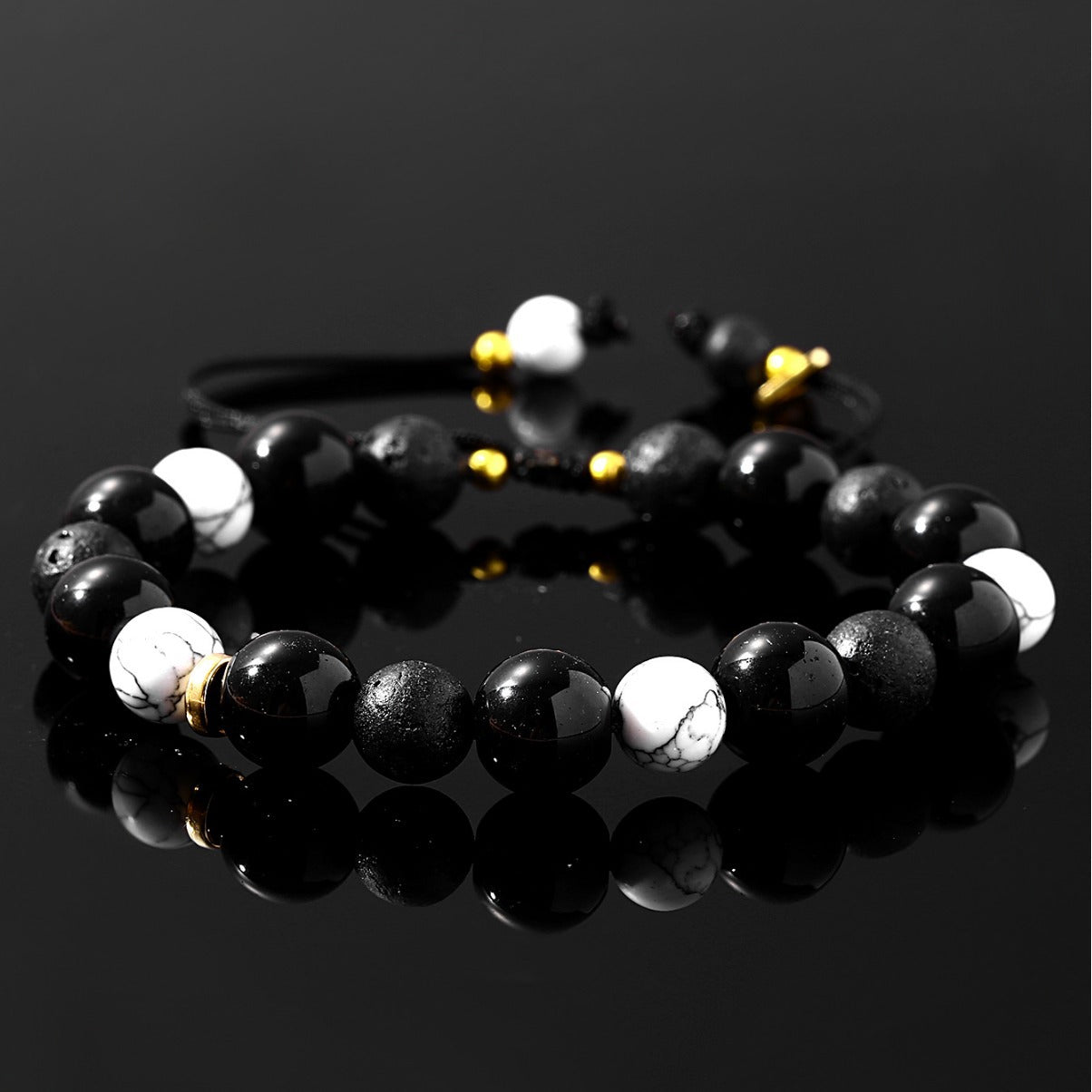 Retro Volcanic Rock High-grade Personality Trendy Design Obsidian Bracelets