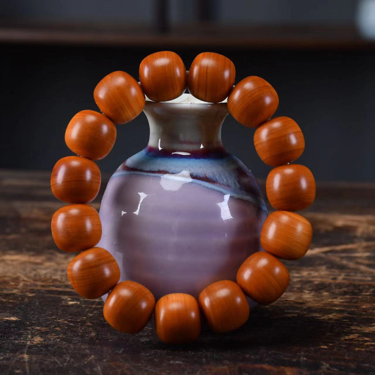Thuja Round Beads Handmade Wooden Cultural Artifact Bracelet