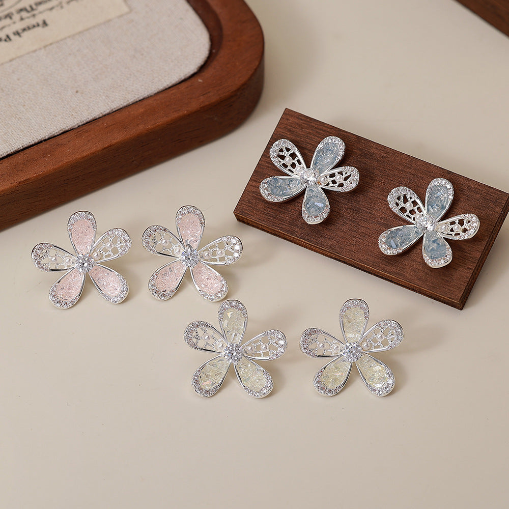 Women's Zircon Flower Korean Exquisite Full Diamond Petite Affordable Luxury Rings