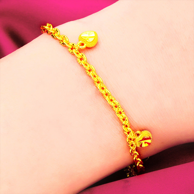 Casual Pretty Vietnam Placer Gold Heart Bracelets