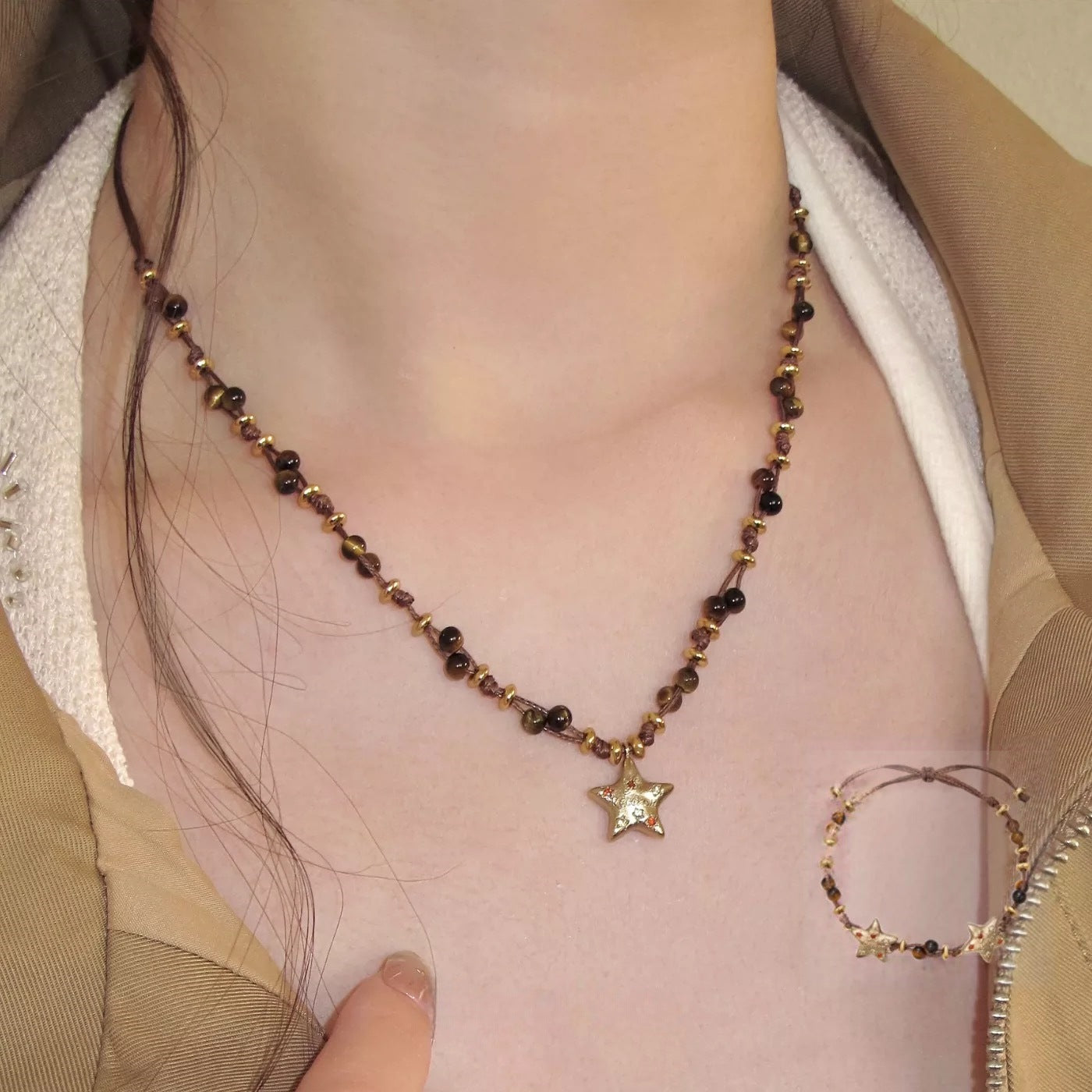 Women's Tiger Eye Exquisite Retro Temperament Wild Fashion Short Pendants