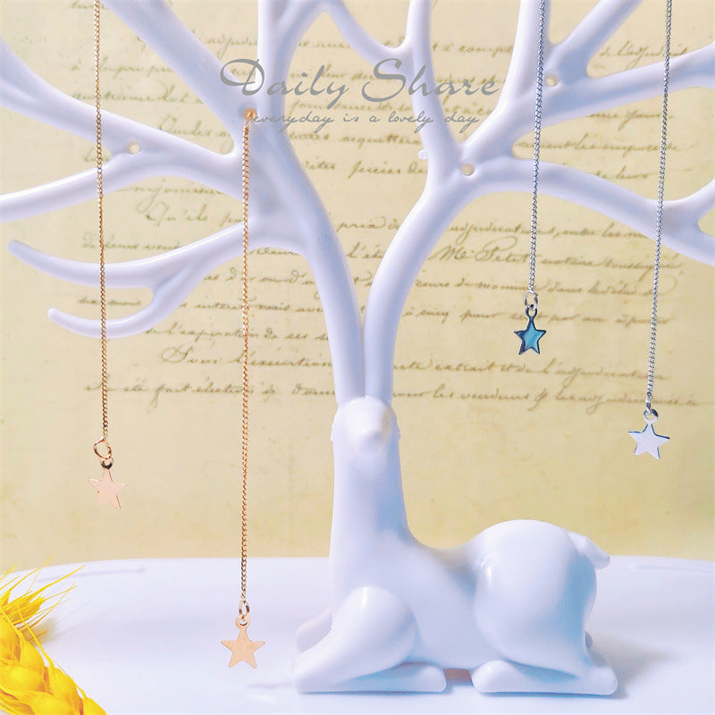 Creative Star Ear Line Fairy Temperamental Simple Style Long Tassel Stud Earrings