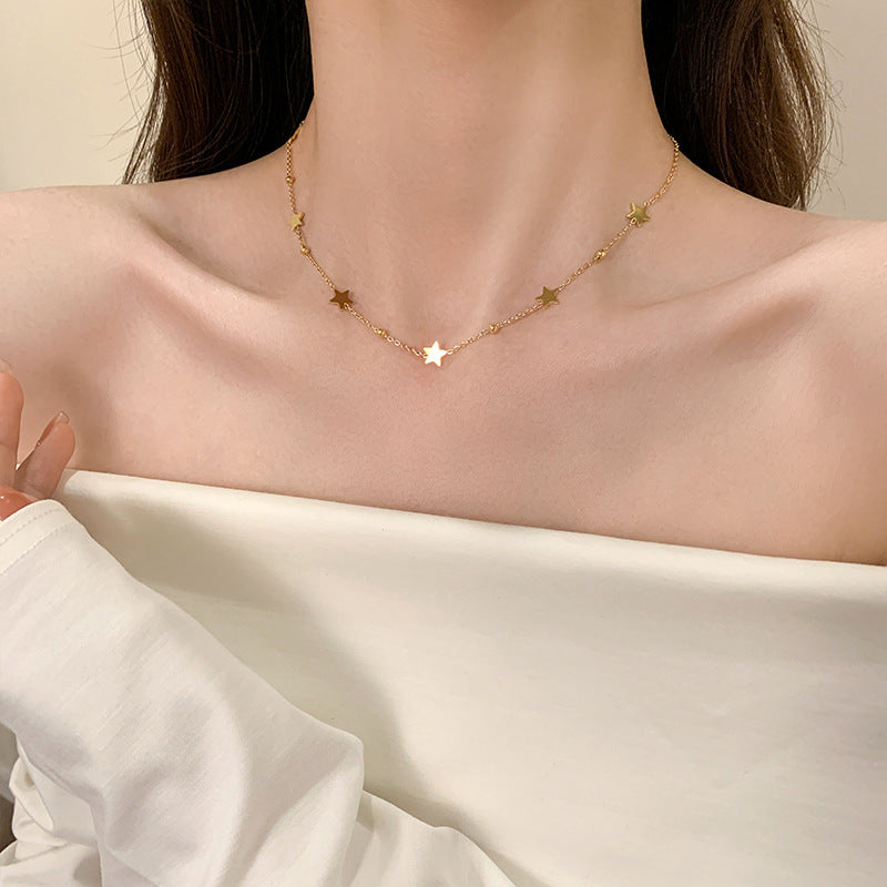 Titanium Steel Versatile Mori Starry Short Color Preservation Clavicle Necklaces