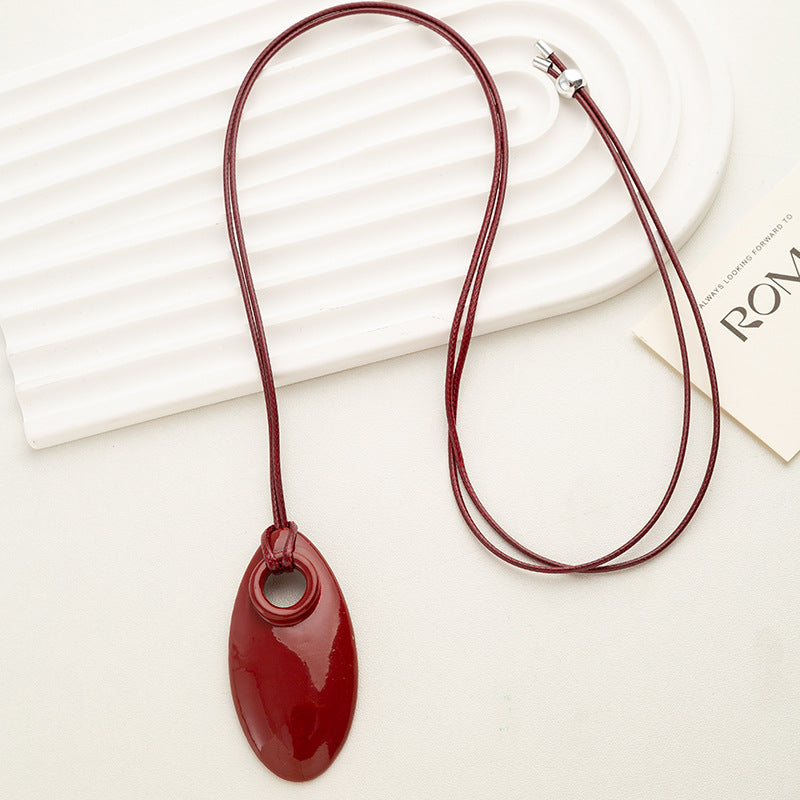 Wine Red Black Sier Design High-grade Necklaces