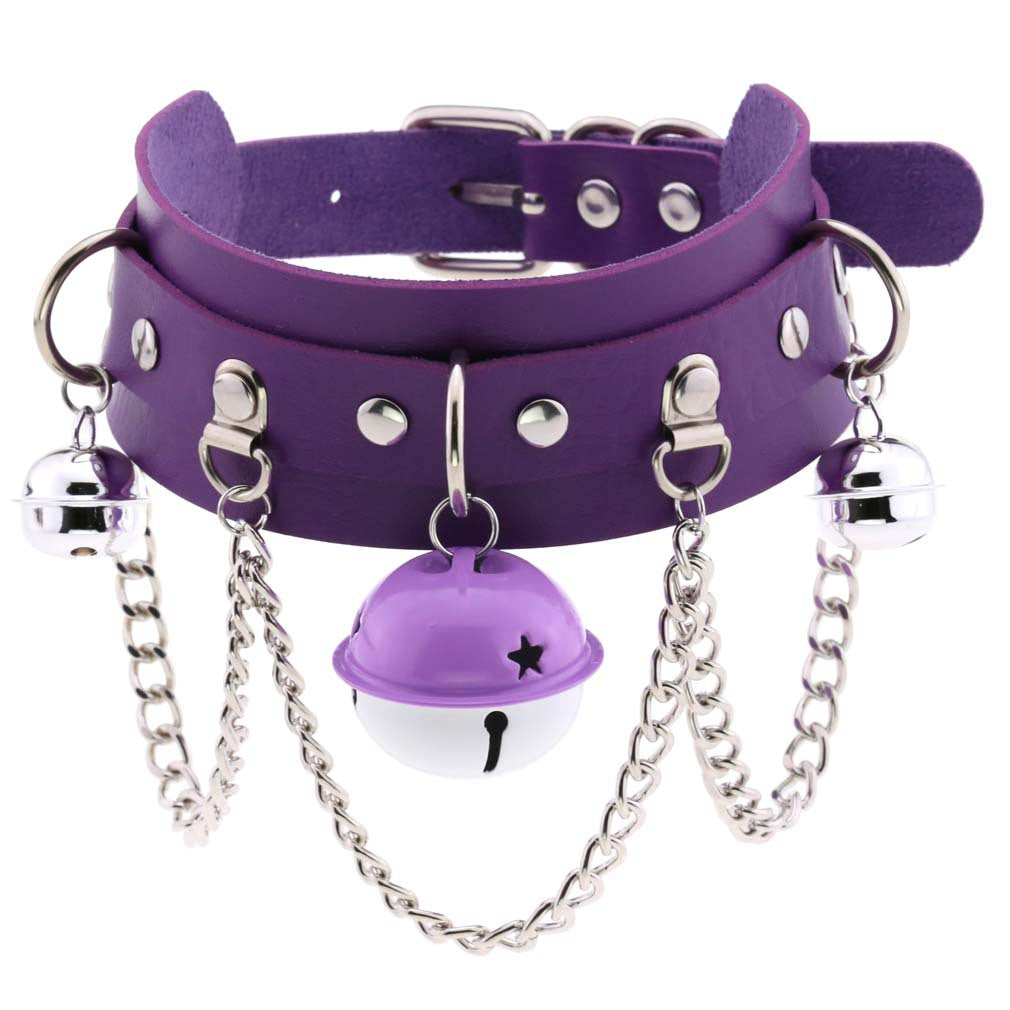 Fan Punk Leather Chain Color Two-tone Collar